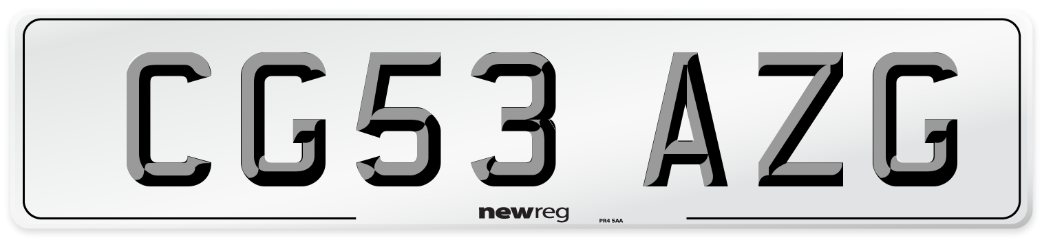 CG53 AZG Number Plate from New Reg